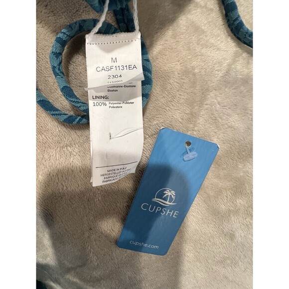 Cupshe Women's Bikini Scalloped Cross Back High Waist Bathing Suit Swimsuit M - Picture 4 of 7